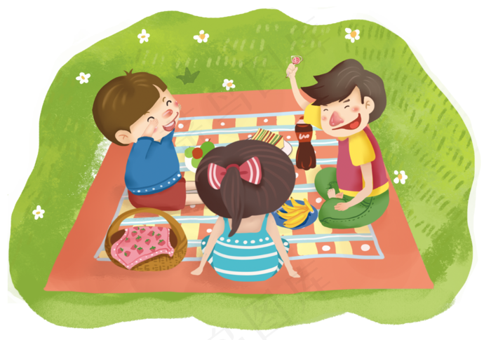 手绘立春人物野炊插画2423x1680dpi300psd模版下载