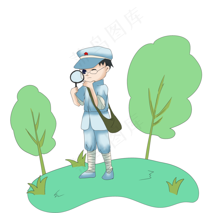 卡通手绘红军指挥员插画2000x2000dpi300psd模版下载