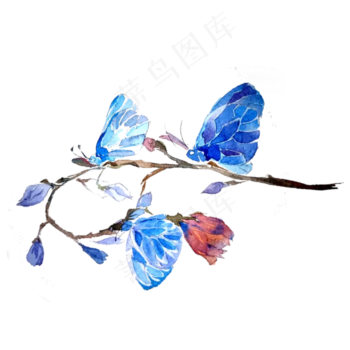 蝴蝶透明翅膀蓝色美丽昆虫PNG,免抠元素