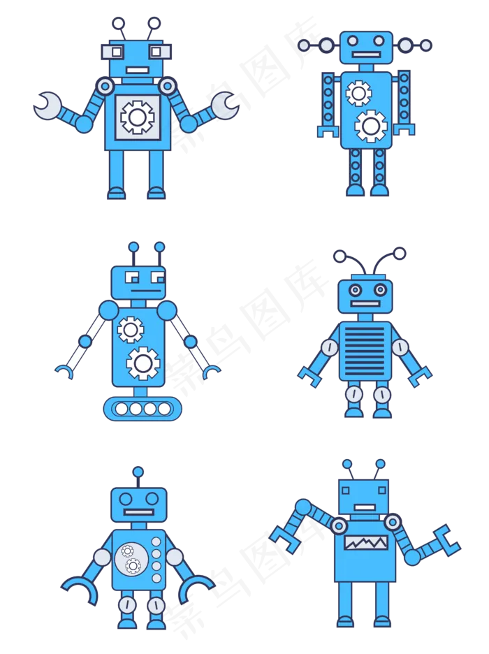 人工智能互联网类蓝色机器人图标,免抠元素