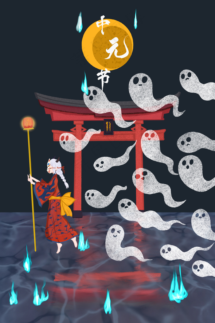 本素材作品名称为七月十五中元节百鬼夜行鬼魂(3545*5315px 300 dpi