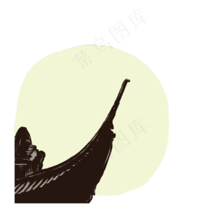 屋檐古典建筑国画剪影装饰水墨p