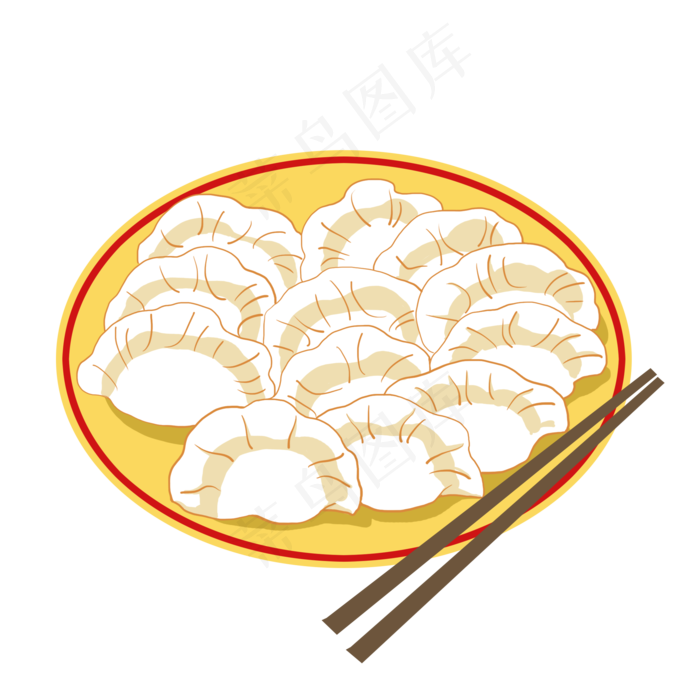 手绘卡通一盘水饺免抠元素2000x2000dpi300psd模版下载