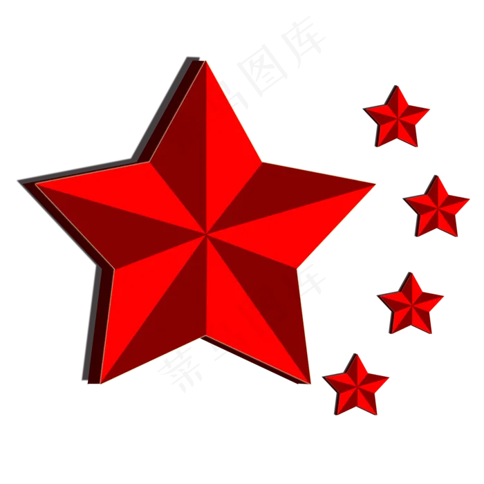 红色立体点缀五角星
