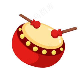 手绘卡通锣鼓插画,免抠元素