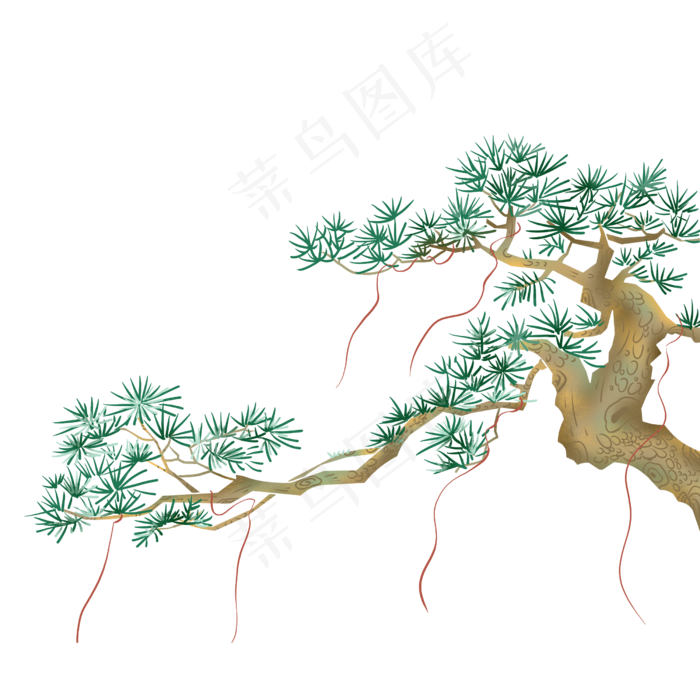 古典松树中国风免抠元素2500x2500dpi300psd模版下载