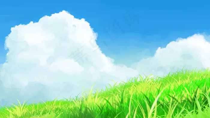 夏天蓝天下的青青草地