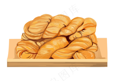 手绘新年年货麻花插画,免抠元素