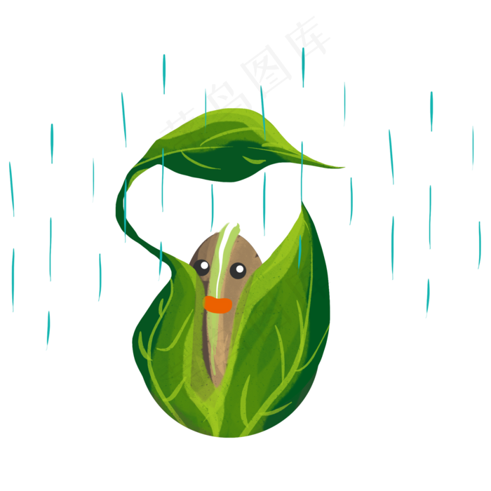 手绘雨水发芽插画免抠元素2000x2000dpi300psd模版下载