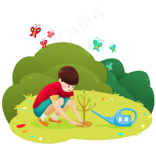 植树节男孩种树装饰矢量透明png60045175px300dpiai矢量模版下载
