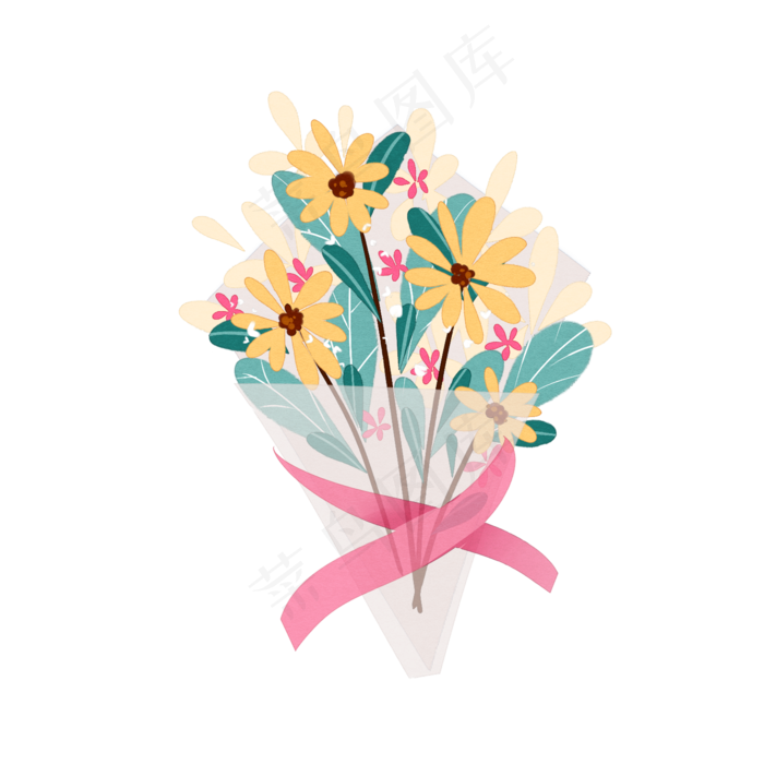手绘水彩花束素材 菜鸟图库