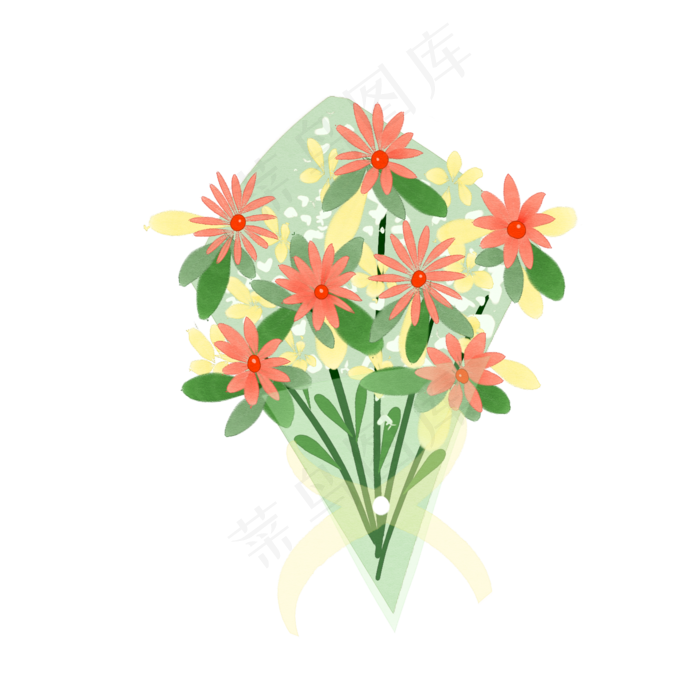 手绘水彩花束素材 菜鸟图库