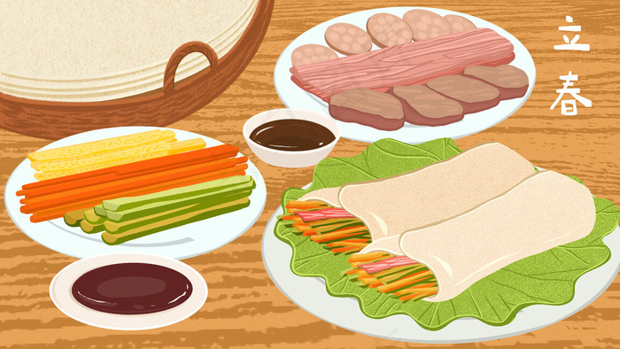 立春美食春饼春卷28801620px300dpipsd模版下载
