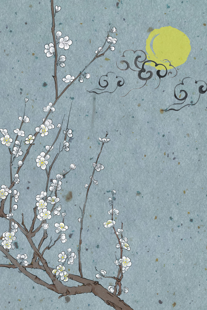 菜鸟图库提供高质量设计素材下载, 本素材作品名称为古风水墨腊梅插画