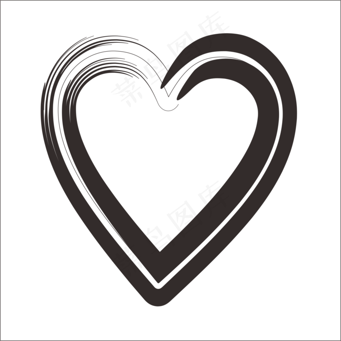 黑色卡通笔刷风格爱心2004x2004dpi300psd模版下载