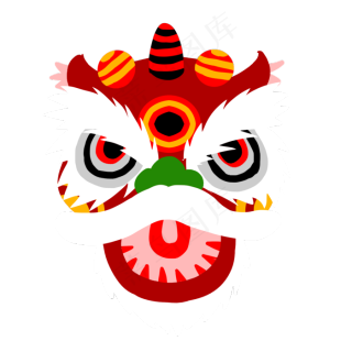 可爱的舞狮头插画2362x2362dpi300psd模版下载