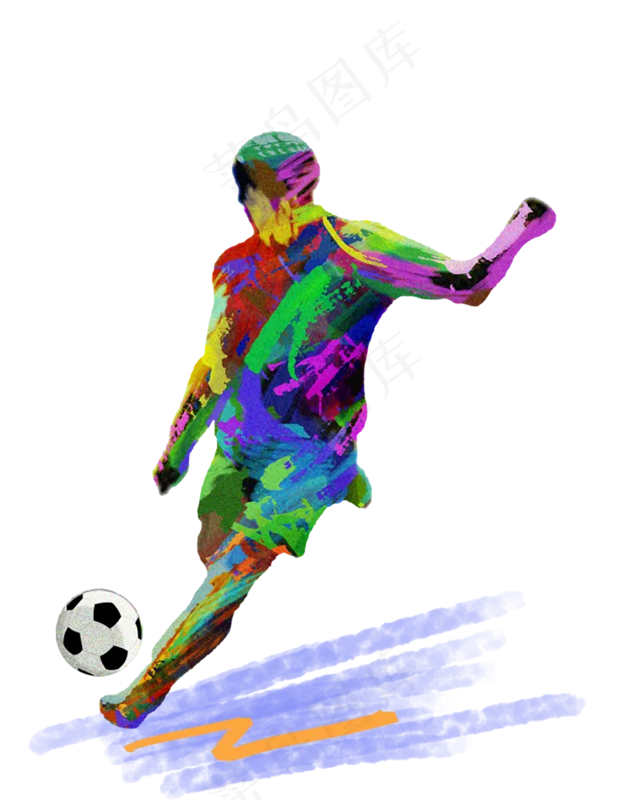 2018世界杯足球运动员水彩设计,免抠元素