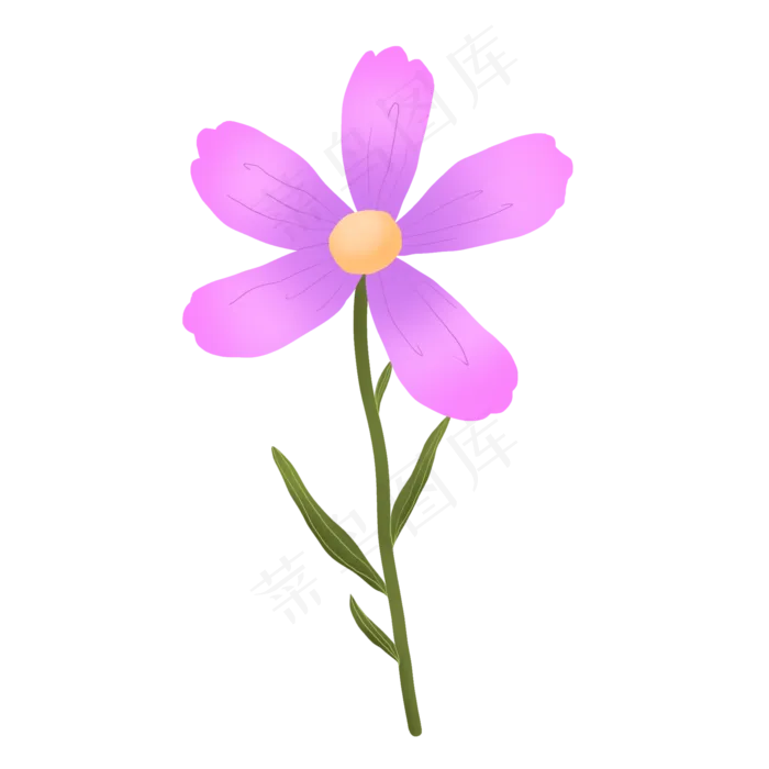 浅紫色小浪漫卡通花