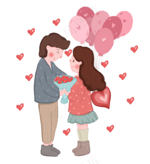 情人节情侣送花png免抠图