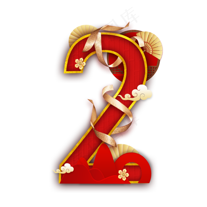 国韵新年数字2(2000*2000px )psd模版下载