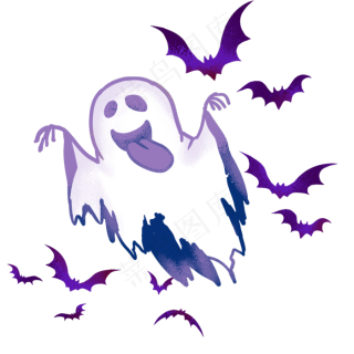 可商用万圣节手绘卡通可爱鬼魂幽,免抠元素