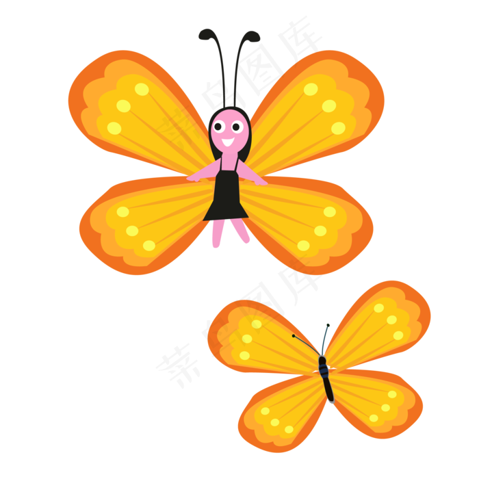 金黄色的花仙子小蝴蝶(2000*2000px 300 dpi )ai矢量模版下载