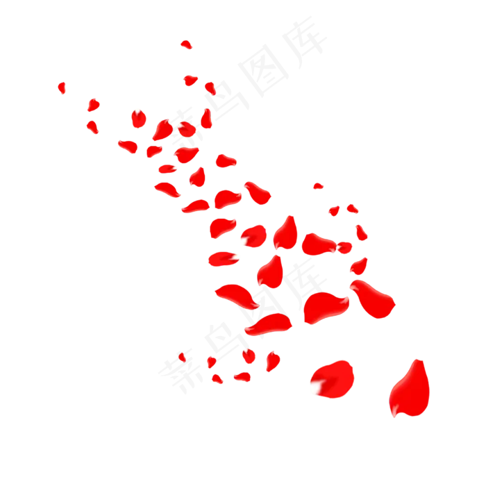 飘落下来的红色玫瑰花瓣组成的鱼