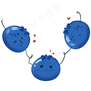 手绘水彩风格蓝莓表情