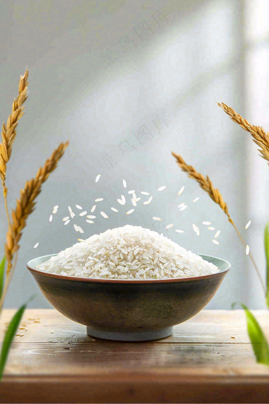 桌子上的米饭碗粮食珍惜粮食世界粮食日摄影图