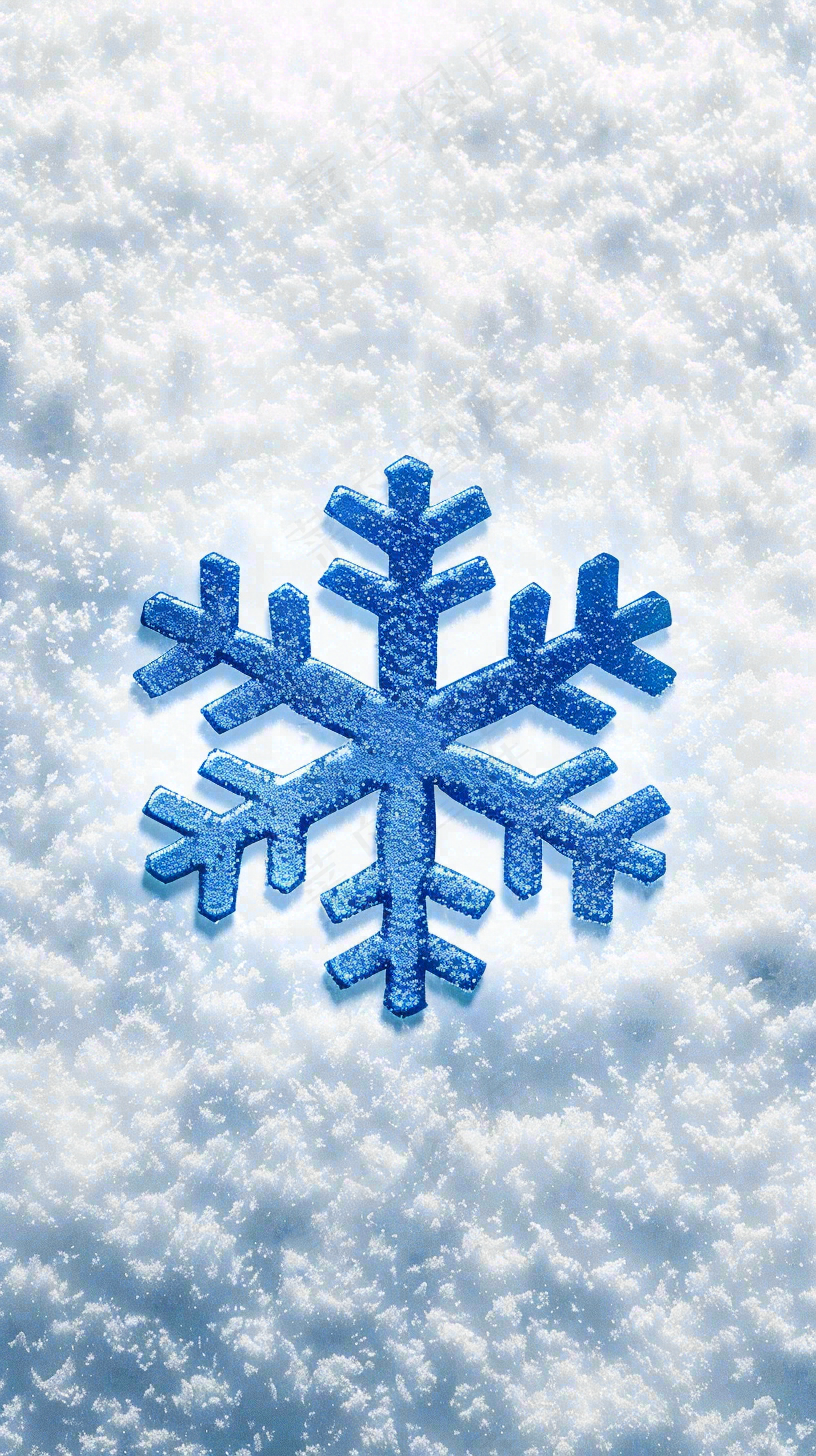 冬季白雪地里的蓝色雪花寒冷大寒小雪大雪摄影图