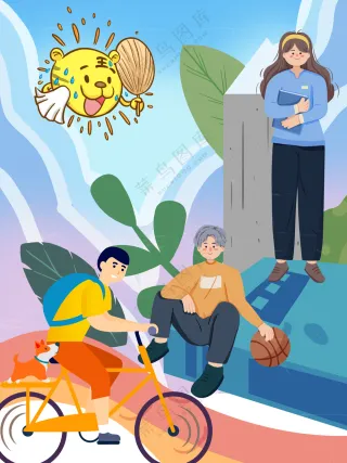 户外休闲美好时光大学校园假期背景