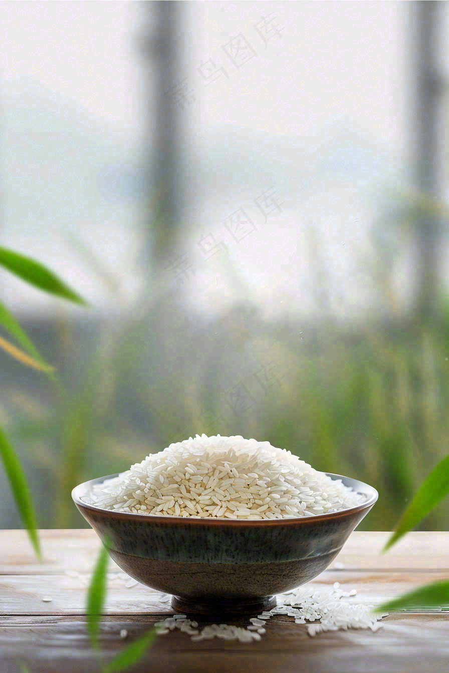 桌子上的米饭碗粮食珍惜粮食世界粮食日摄影图