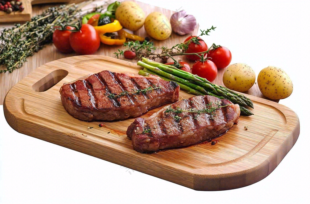 美味的煎牛排牛肉番茄土豆西餐美食摄影图