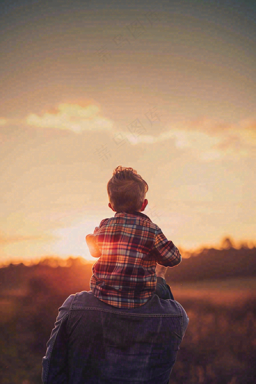 父亲节爸爸和孩子剪影亲情摄影图