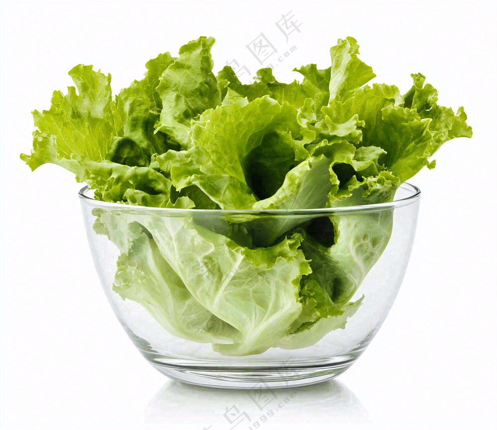 生菜透明玻璃碗蔬菜摄影图