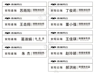 奇瑞风云汽车胸牌