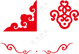红色古典传统装饰边框图案免抠素材