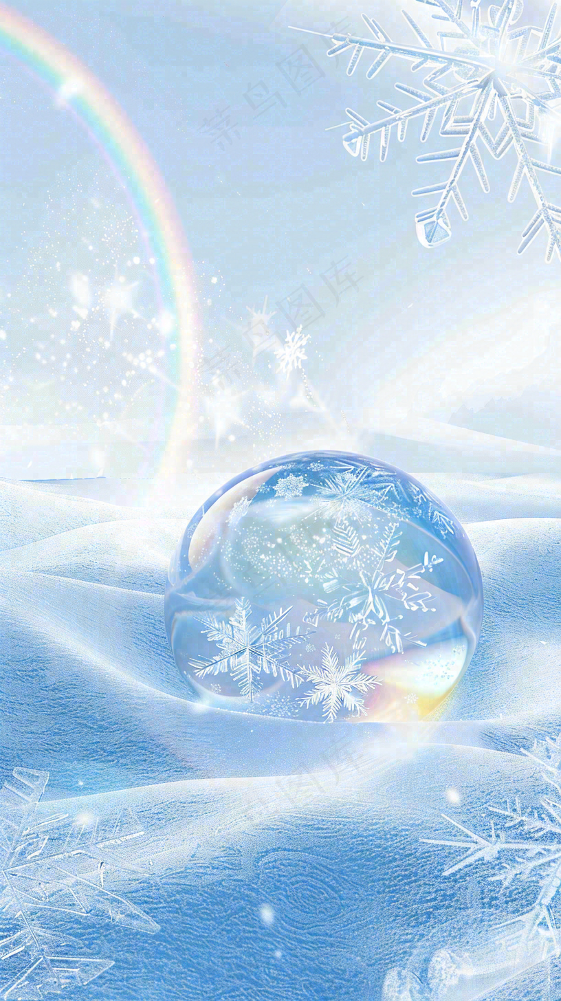 冬天结霜结冰的雪花霜降立冬摄影图