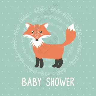 扁平卡通狐狸动物插画