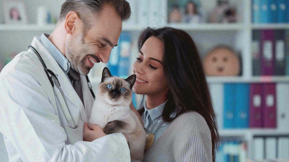 宠物医院猫狗生病救治摄影图