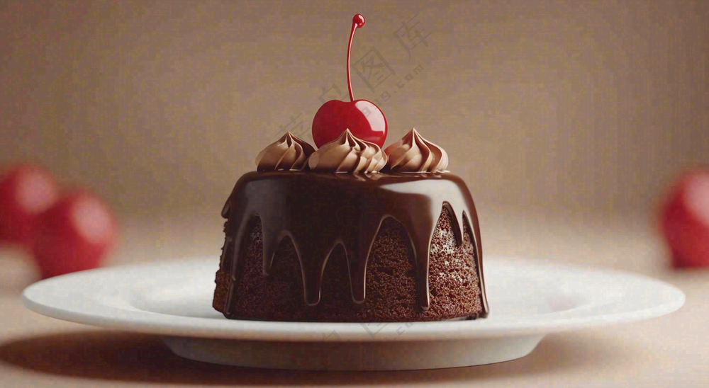 甜点巧克力小蛋糕布丁美食摄影图