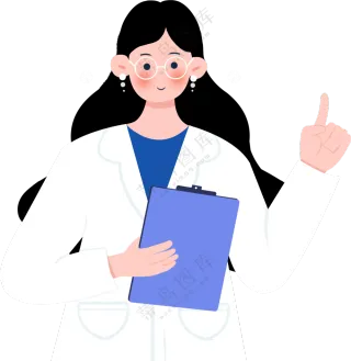 黑发飘飘医生人物扁平插画