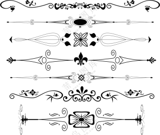 黑白图案装饰用分隔线免抠图片素材