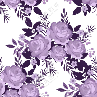 手绘效果紫色花朵藤蔓免抠图片素材