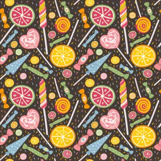 扁平卡通风格彩色水果棒棒糖