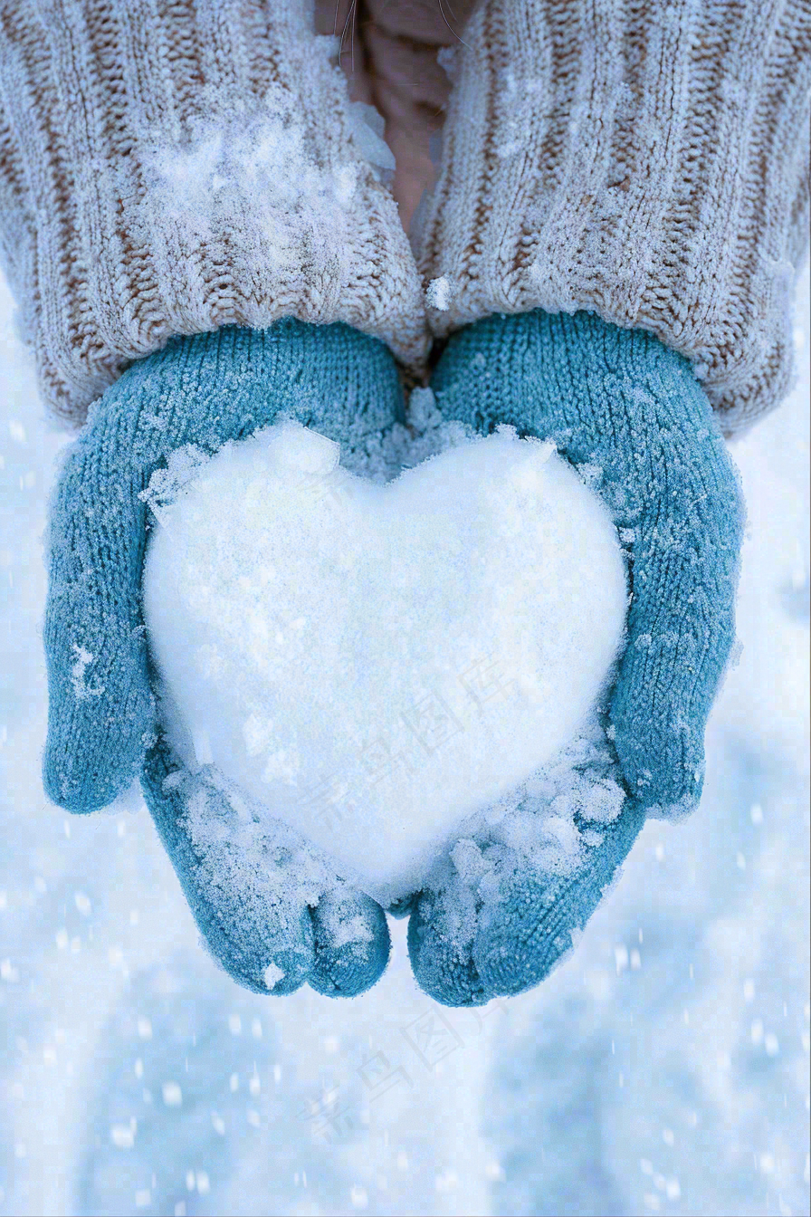 冬天寒冷白雪结冰小寒摄影图