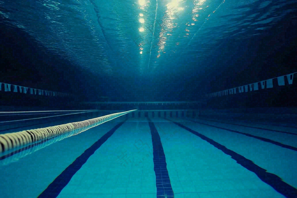 蓝色的游泳池水池摄影图