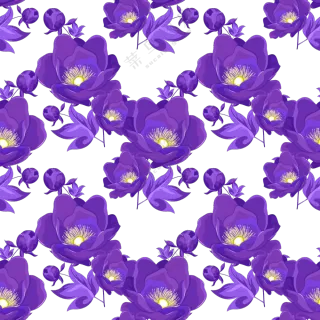 四方连续无缝拼接紫色花朵免抠素材