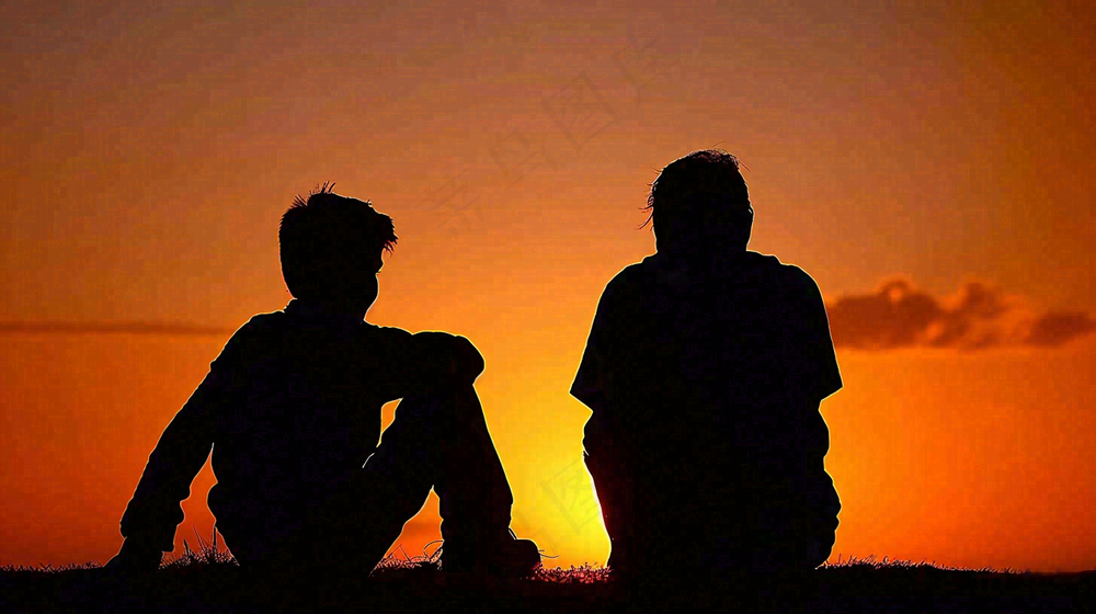 父亲节爸爸和孩子剪影亲情摄影图