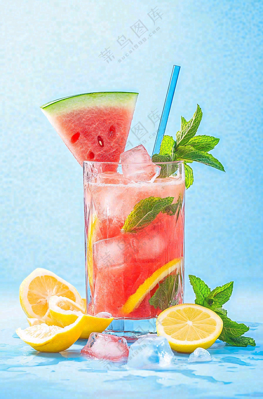 夏日冰镇西瓜汁饮品饮料摄影图